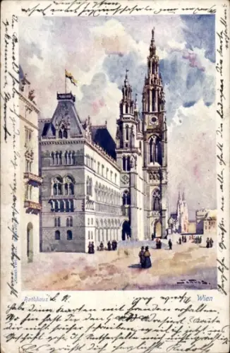 Künstler Ak Wien 1 Innere Stadt, Rathaus
