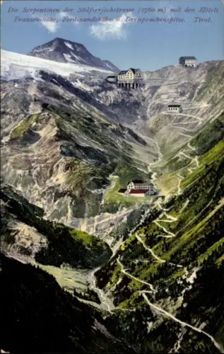 Ak Passo dello Stelvio Stilfserjoch Stilfser Joch Südtirol, Franzenshöhe, Serpentinen