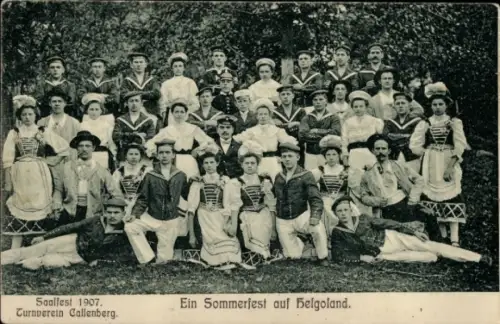 Ak Callenberg in Sachsen, Turnverein, Saalfest 1907, Ein Sommerfest auf Helgoland
