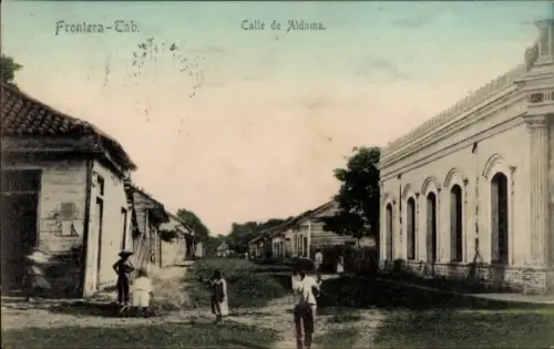 Ak Frontera Tabasco Mexiko, Calle de Aldama, Straßenpartie, Anwohner