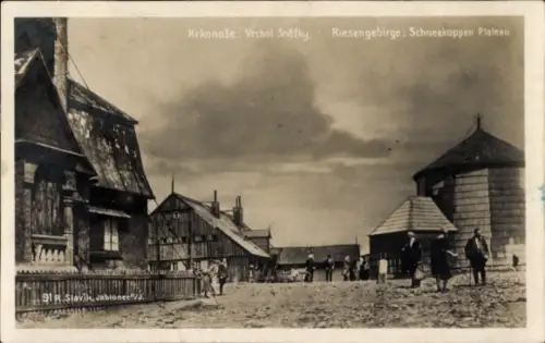 Ak Region Königgrätz, Riesengebirge, Krkonose,  Vrchol Sněžky, Riesengebirge, Schneekoppen Platea