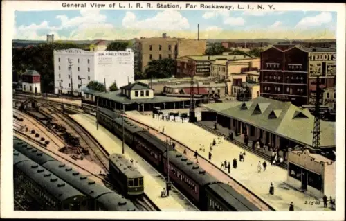 Ak Far Rockaway Queens New York City USA, LIRR Station, Bahnhof, Gleisseite