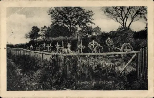 Ak Herbecourt Somme, Friedhof 