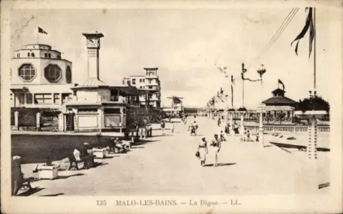Ak Malo les Bains Nord, am Deich, Promenade