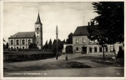 Ak Langenberg Callenberg in Sachsen, Kirche, Gasthof