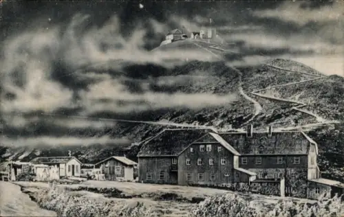 Ak Malá Úpa Kleinaupa Riesengebirge Region Königgrätz, Schneekoppe mit Riesenbaude