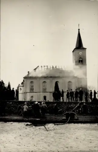Foto Ak Callenberg in Sachsen, Brand der Kirche