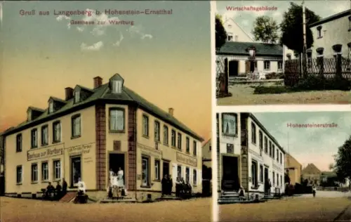 Ak Langenberg Callenberg in Sachsen, Gasthaus zur Wartburg, Wirtschaftsgebäude, Hohensteiner Str.