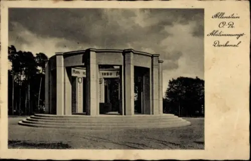 Ak Olsztyn Allenstein Ostpreußen, Allenstein O.-Pr., Abstimmungsdenkmal, Am 10.1920