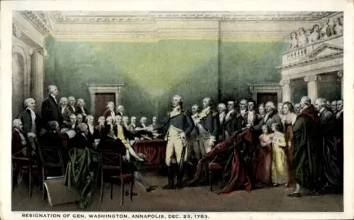 Ak Annapolis Maryland USA, Rücktritt von General Washington, 23. Dezember 1783