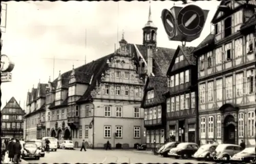 Ak Celle in Niedersachsen, Markt, Fachwerkhäuser, Giebel