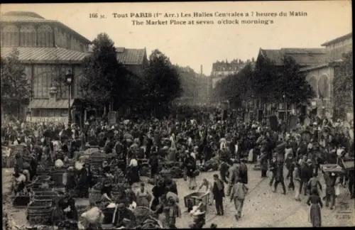 Ak Paris I. Arrondissement Louvre, Les Halles Centrales a 7 heures du Matin