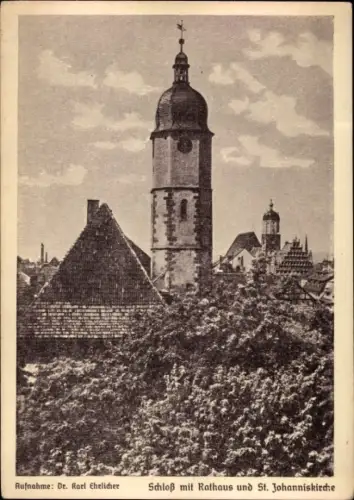 Ak Neustadt an der Orla, Schloss mit Rathaus und St. Johanniskirche