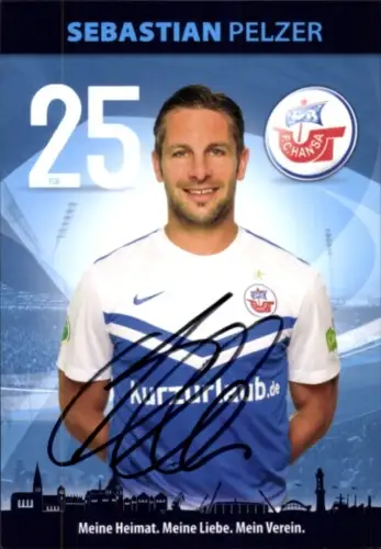 Autogrammkarte Fußballer Sebastian Pelzer, FC Hansa Rostock, Autogramm