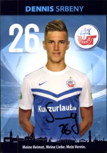 Autogrammkarte Fußballer Dennis Srbeny, FC Hansa Rostock, Autogramm