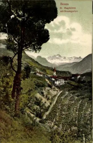 Ak S. Maddalena St. Magdalena Prazöll Bozen Bolzano Südtirol, Rosengarten