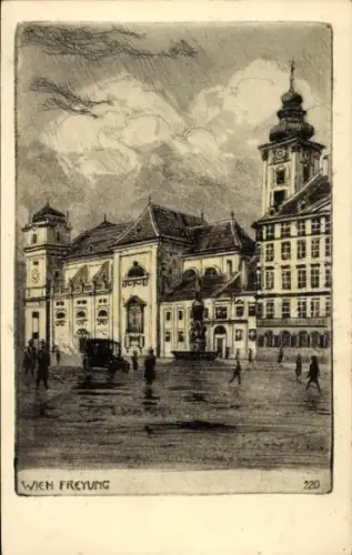 Künstler Ak L. V. Pollak, Wien, Freyung, Radierung