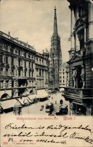 Ak Wien 1 Innere Stadt, Stephansturm, Blick vom Graben