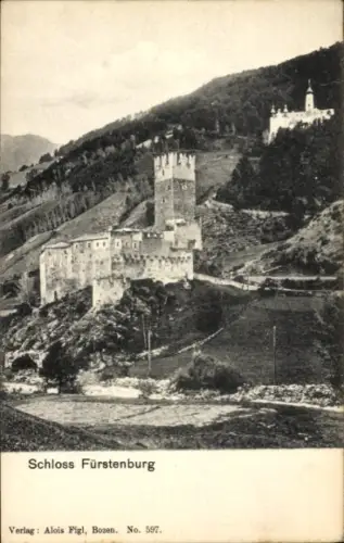 Ak Burgusio Burgeis im Vinschgau Südtirol, Schloss Fürstenburg