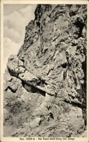 Ak Rax Steiermark, Am Hans von Haidsteig, Bergsteiger