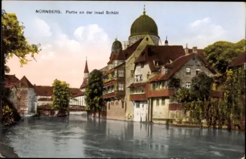Judaika Ak Nürnberg, an der Insel Schütt, Synagoge