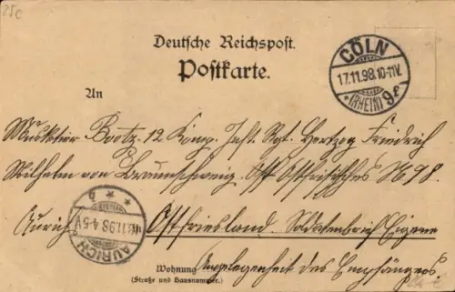 Litho Köln am Rhein, Ruine Godesberg, Hahnentor