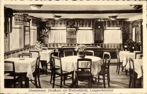 Ak Langenchursdorf Callenberg in Sachsen, Gastzimmer, Gasthaus zur Wolfsschlucht, Langenchursdorf