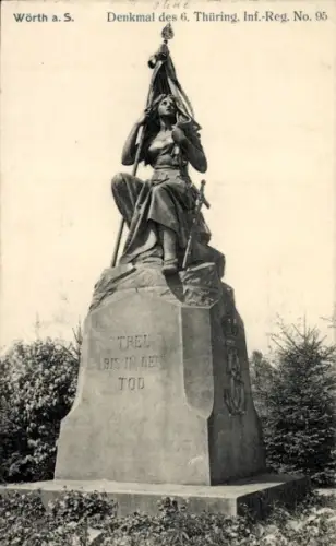 Ak Wœrth sur Sauer Woerth Wörth an der Sauer Elsass Bas Rhin,  Denkmal des 6. Thüring. Inf.-Reg. 