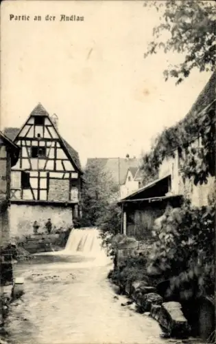 Ak Andlau Elsass Bas Rhin, Häuser an der Andlau