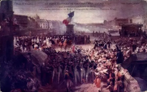 Künstler Ak Paris, La Garde Nationale de Paris part pour l'Armee, Flagge, Musee de Versailles