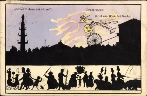 Scherenschnitt Ak Wien 2 Leopoldstadt, Praterstern, Kutsche, Kinderwagen