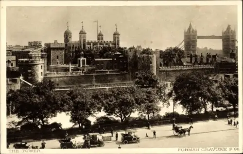 Ak London City England, Tower of London, Tower Bridge