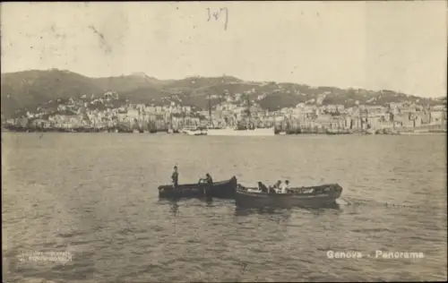 Ak Genova Genua Liguria, Panorama, Bootspartie