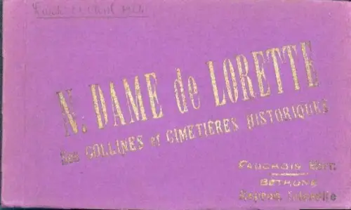 20 Ak im Umschlag Ablain Notre Dame de Lorette, Nationalfriedhof, von Cauchois Edit. BETHUNE