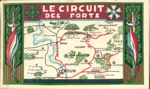 20 Ak im Umschlag Verdun Meuse, Bataille de Verdun, Schlacht 1916, Le Circuit des Forts