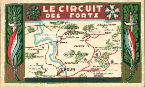 20 Ak im Umschlag Verdun Meuse, Le Circut des Forts