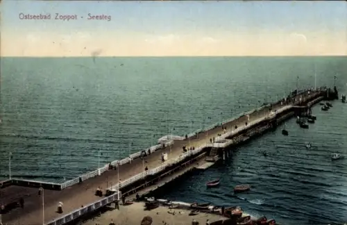 Ak Sopot Gdańsk Zoppot Danzig, Vogelschau auf den Seesteg