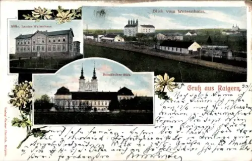 Ak Rajhrad Groß Raigern Südmähren, Gesamtansicht, Stift, Waisenhaus