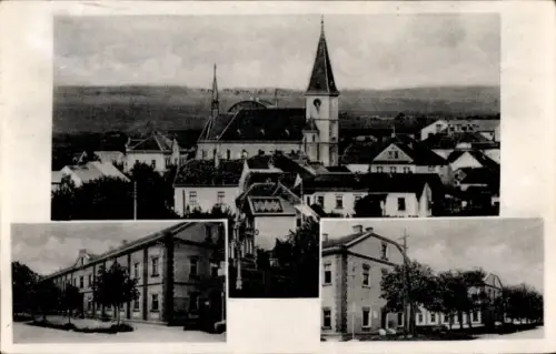 Ak Milovice nad Labem Milowitz Mittelböhmen, Gesamtansicht, Kirche