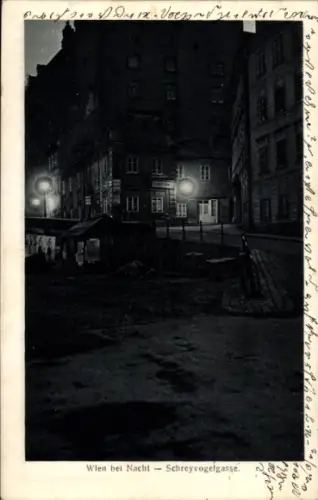 Ak Wien 1 Innere Stadt, Schreyvogelgasse bei Nacht