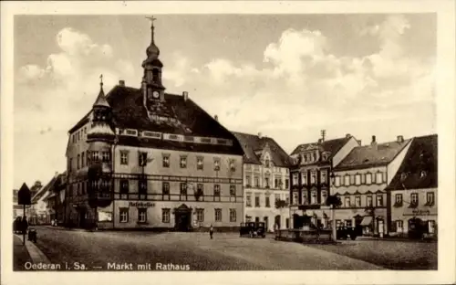 Ak Oederan in Sachsen,  Markt, Rathaus, Ratskeller