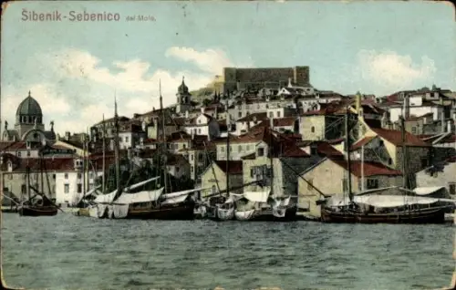 Ak Šibenik Sebenico Kroatien, Veduta dal molo