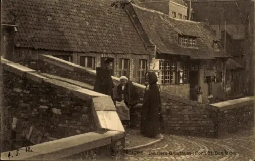 Ak Bruges Brügge Flandern Westflandern,  Derriere Grauthuse, Pont St. Boniface