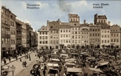 Ak Warszawa Warschau Polen, Stare Miasto, Altstadt, Markt