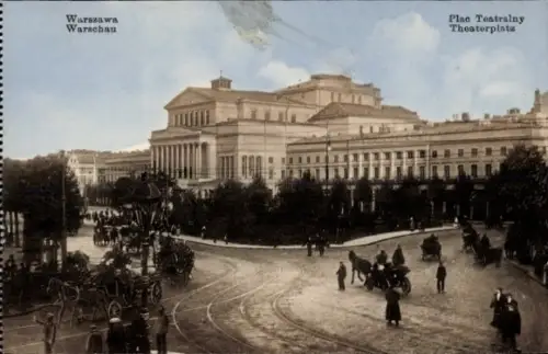 Ak Warszawa Warschau Polen, Plac Teatralny, Partie am Theaterplatz