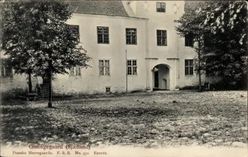 Ak Helsinge Sjælland Seeland Dänemark, Gislingegaard, dänisches Herrenhaus, Gebäudeeingang, Gr...