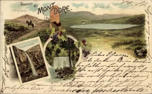 Ak Mont Dore Puy de Dôme, Gesamtansicht, Wasserfall