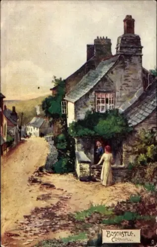 Künstler Ak Boscastle Cornwall South West England, Straßenpartie