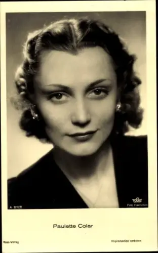 Ak Schauspielerin Paulette Colar, Portrait, Ross Verlag A 3212 1