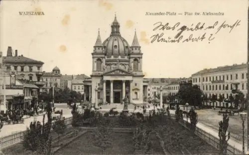 Ak Warszawa Warschau Polen, Alexanderplatz, Saint Raphael, Stadt nach der Eroberung, I WK